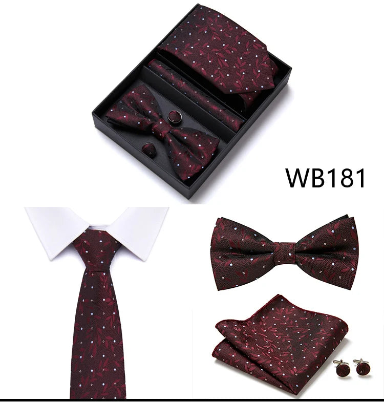 Tie For Men Formal Dress Tuxedo NeckTie Handkerchief Bow Tie Set PlaisyParty Groom Wedding Butterfly Bowtie In Box Good Vibrations