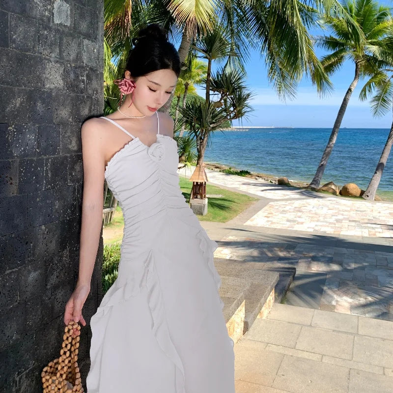 Roman V-Neck Tunic Slim Casual Maxi Dress For Women Lace Dress Good Vibrations