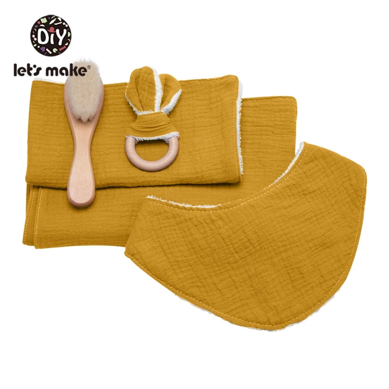 Let's Make Baby Bath Toy Set Double Sided Cotton Blanket Saliva Towel Rabbit Bracelet Toys Baby Bath Gift Products For Kids Good Vibrations
