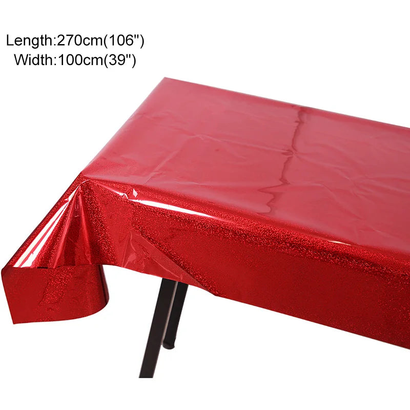 Disposable Party Glitter Table Cloth Birthday Rectangular Tablecloth Wedding Birthday Table Cloth Rectangular PVC Waterproof Good Vibrations