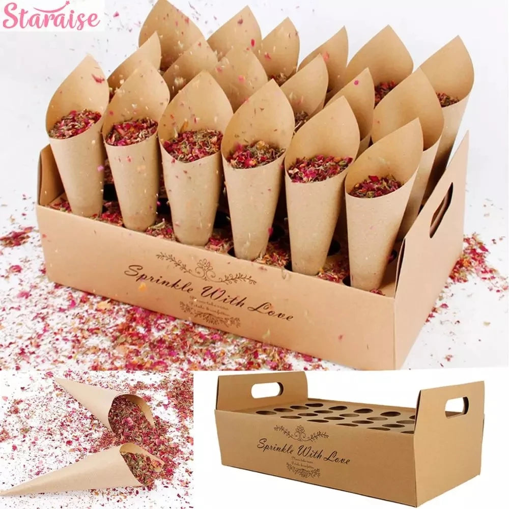 Kraft Paper Wedding Tray Confetti Cone Stand Box Tray Rustic Wedding Decoration Wedding Confetti Cones Wedding Cones  Set supply Good Vibrations