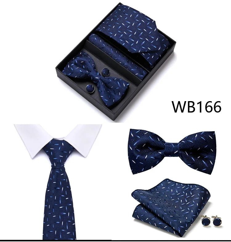 Tie For Men Formal Dress Tuxedo NeckTie Handkerchief Bow Tie Set PlaisyParty Groom Wedding Butterfly Bowtie In Box Good Vibrations