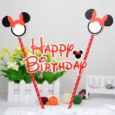 Hot Happy Birthday Number 0-9 Candles Cartoon Mickey Minnie Mouse Candle Cake Cupcake Topper Party Decoration Supplies DIY Gifts Good Vibrations