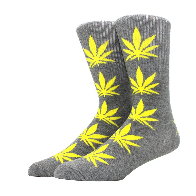 1 pair Men's Fashion Business Weed Hemp Cotton Socks Street Fashion Skateboard Couple Girls Harajuku Trend Socks Give Men a Gift Good Vibrations Adult Super Store
