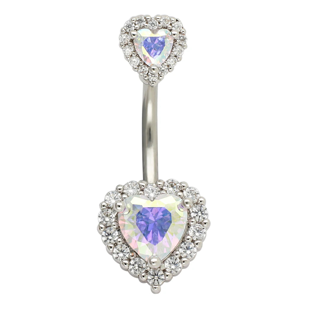 JHJT 14G Heart Belly Button Piercing Navel Ring 316L Surgical Stainless Steel CZ Belly Piercing Ombligo Jewelry for Women Good Vibrations Adult Super Store