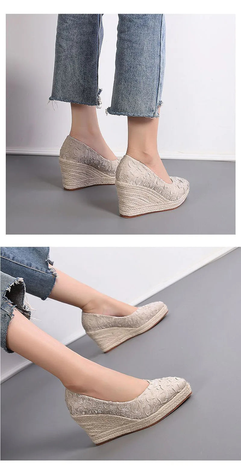 Fashion High Heels Women Wedges Shoes Elegant Ladies Party Shoes Brand Women Pumps Retro Woman Wedge Heel 8cm A3800 Good Vibrations