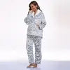 Free Shipping Winter Pajamas for Women Set Spandex 2 Piece Loungewear Women Print Sleepwear Good Vibrations
