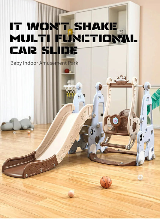 Indoor 6-in-1 Plastic Swing and Slide Set for Kids PE Baby Climbing Equipment Kindergarten Daycare Playhouse Good Vibrations