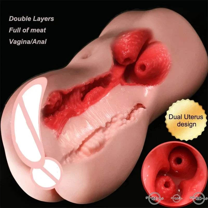 2 IN 1 Pocket Pussy Erotic Sex Toys 3D Realistic Silicone Vagina Variety