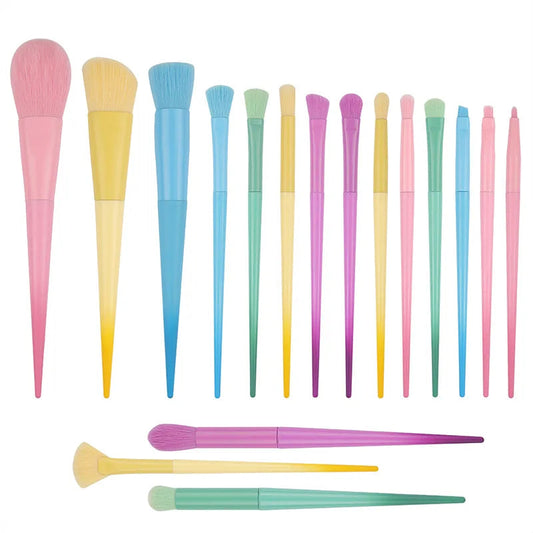 Wholesale 17-Piece Makeup Brush Set in 17 Candy Colors for Face Lips Concealer Eye Shadow Powder Repair Good Vibrations