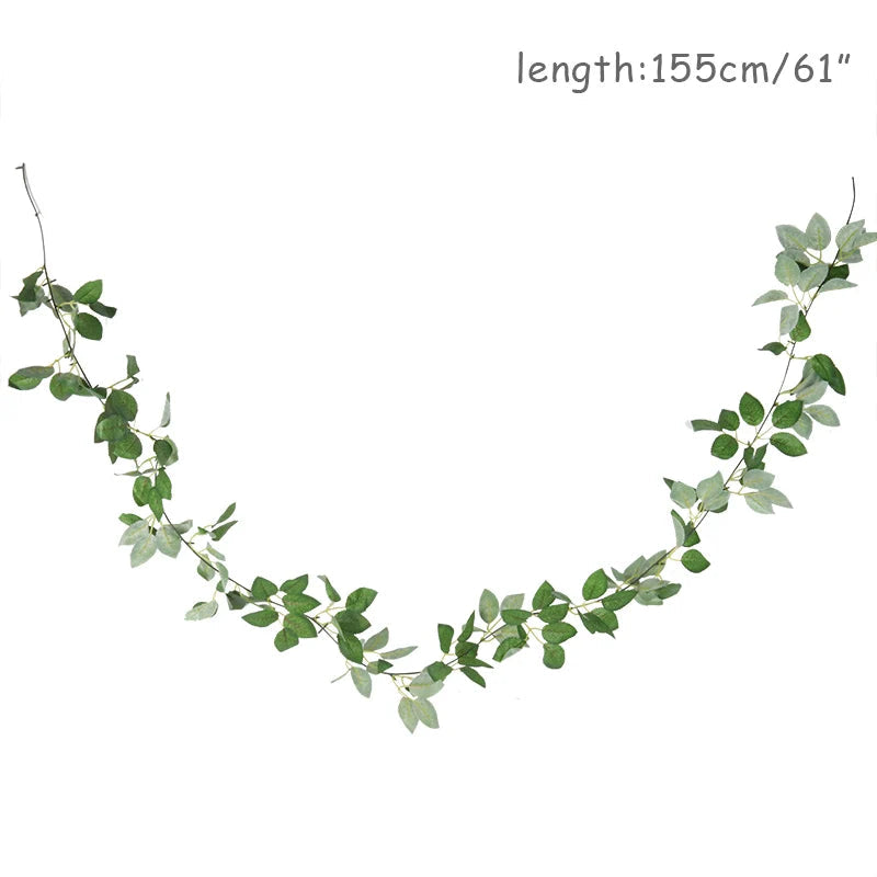 Wedding Decoration Artificial Fake Leaves Vines Eucalyptus Garlands Wall Hanging Plant Ivy Birthday Party Wedding Table Decor Good Vibrations