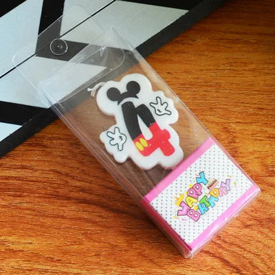 Hot Happy Birthday Number 0-9 Candles Cartoon Mickey Minnie Mouse Candle Cake Cupcake Topper Party Decoration Supplies DIY Gifts Good Vibrations