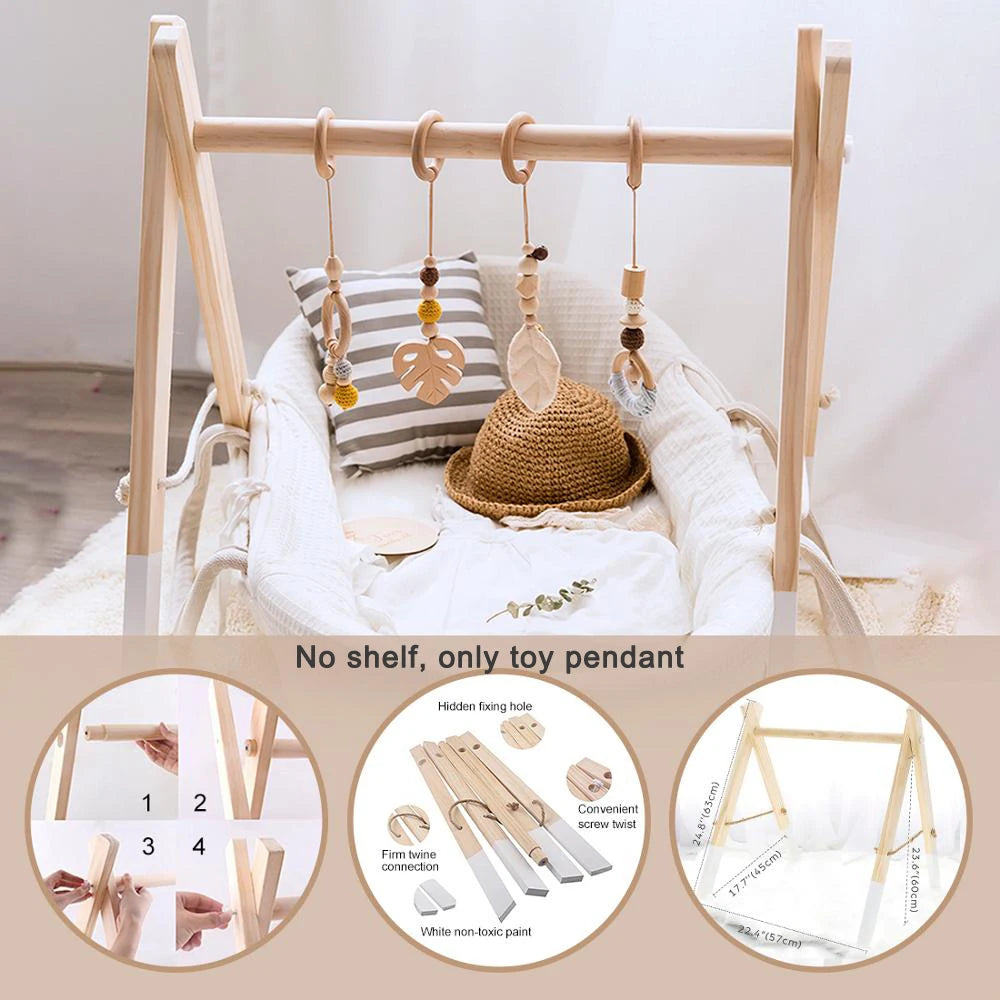 Baby Toys Wooden Play Gym Toys Nordic Baby Room Decor Wood Nursery Sensory Toy Gift Infant Room Clothes Rack Accessories Rattles Good Vibrations