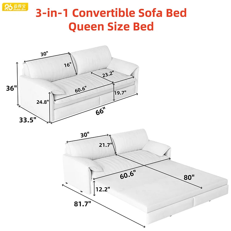 Modern Design High Rebound Sponge Storage Side 3 in 1 Sofa Bed with Serpentine Spring Single Apartment Furniture Good Vibrations