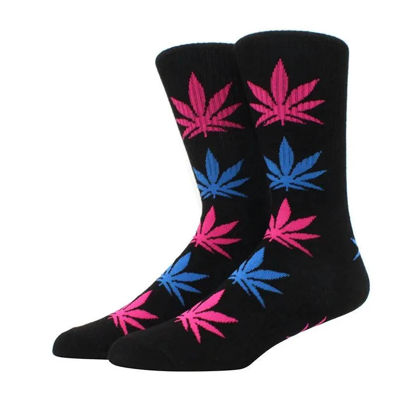 1 pair Men's Fashion Business Weed Hemp Cotton Socks Street Fashion Skateboard Couple Girls Harajuku Trend Socks Give Men a Gift Good Vibrations Adult Super Store