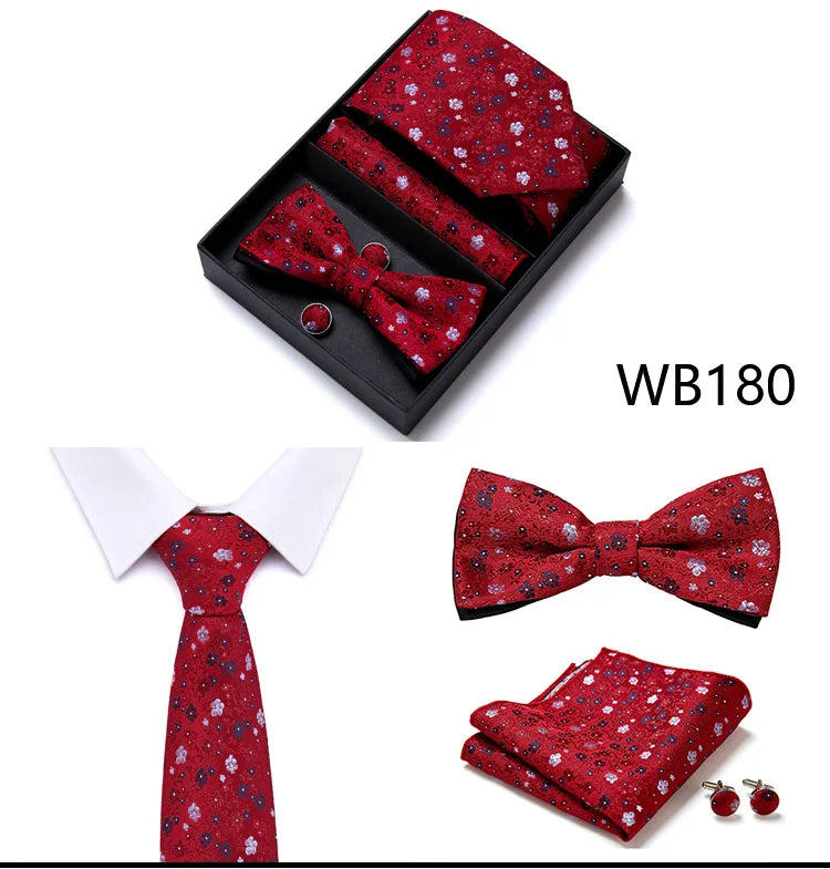 Tie For Men Formal Dress Tuxedo NeckTie Handkerchief Bow Tie Set PlaisyParty Groom Wedding Butterfly Bowtie In Box Good Vibrations
