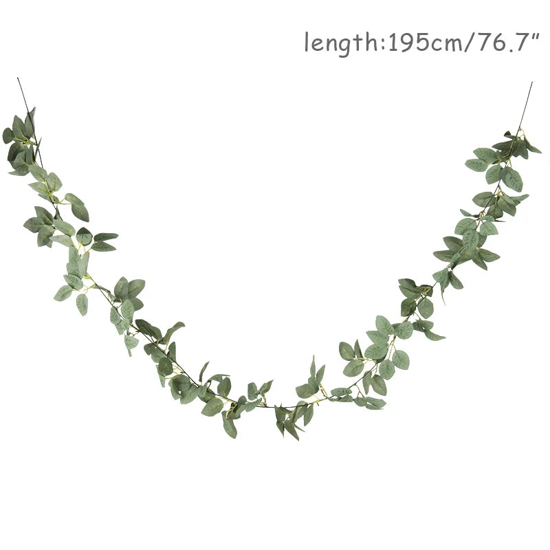 Wedding Decoration Artificial Fake Leaves Vines Eucalyptus Garlands Wall Hanging Plant Ivy Birthday Party Wedding Table Decor Good Vibrations