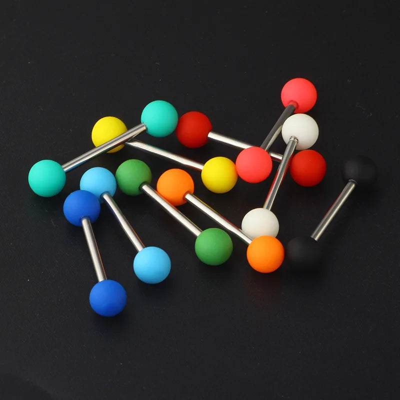 6PCS Stainless Steel Glorious Tongue Ring Bulk 14G Nipple Piercing Bar Lot Glitter Tongue Piercing Set Barbell Piercing Jewelry Good Vibrations Adult Super Store