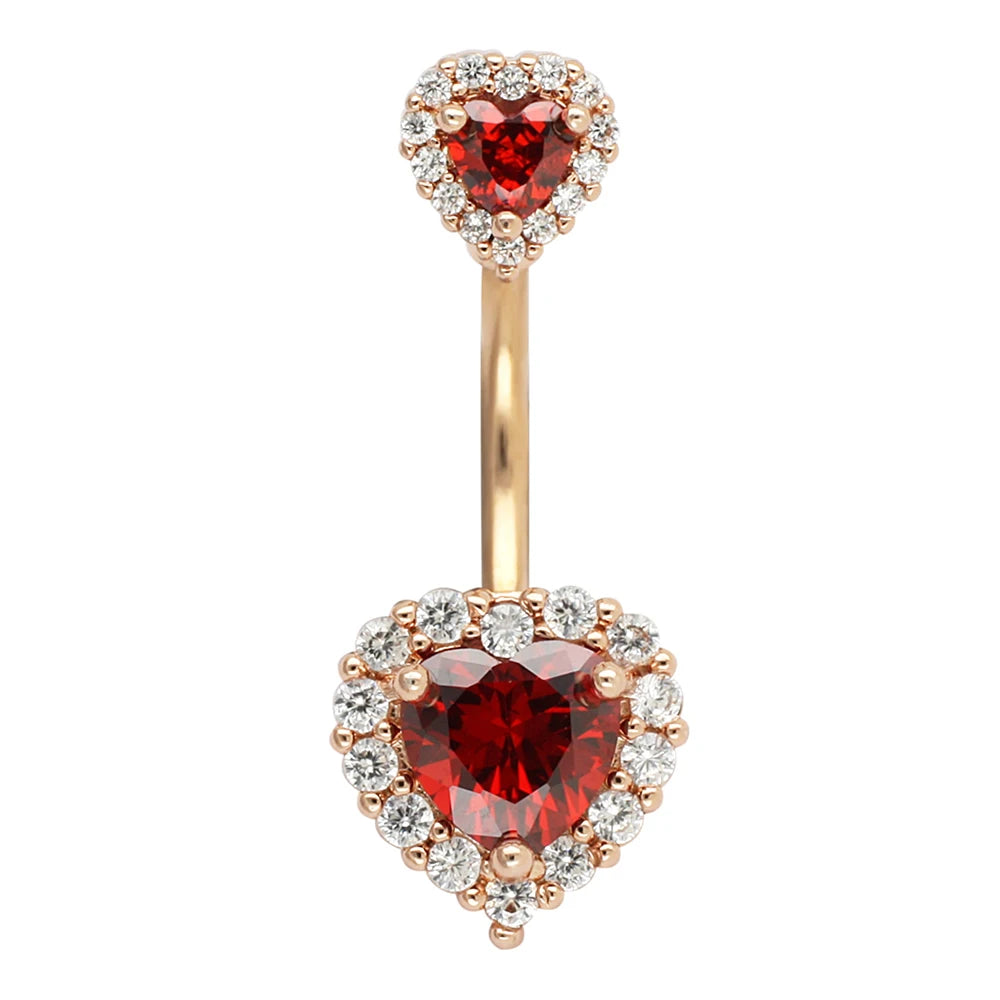 JHJT 14G Heart Belly Button Piercing Navel Ring 316L Surgical Stainless Steel CZ Belly Piercing Ombligo Jewelry for Women Good Vibrations Adult Super Store