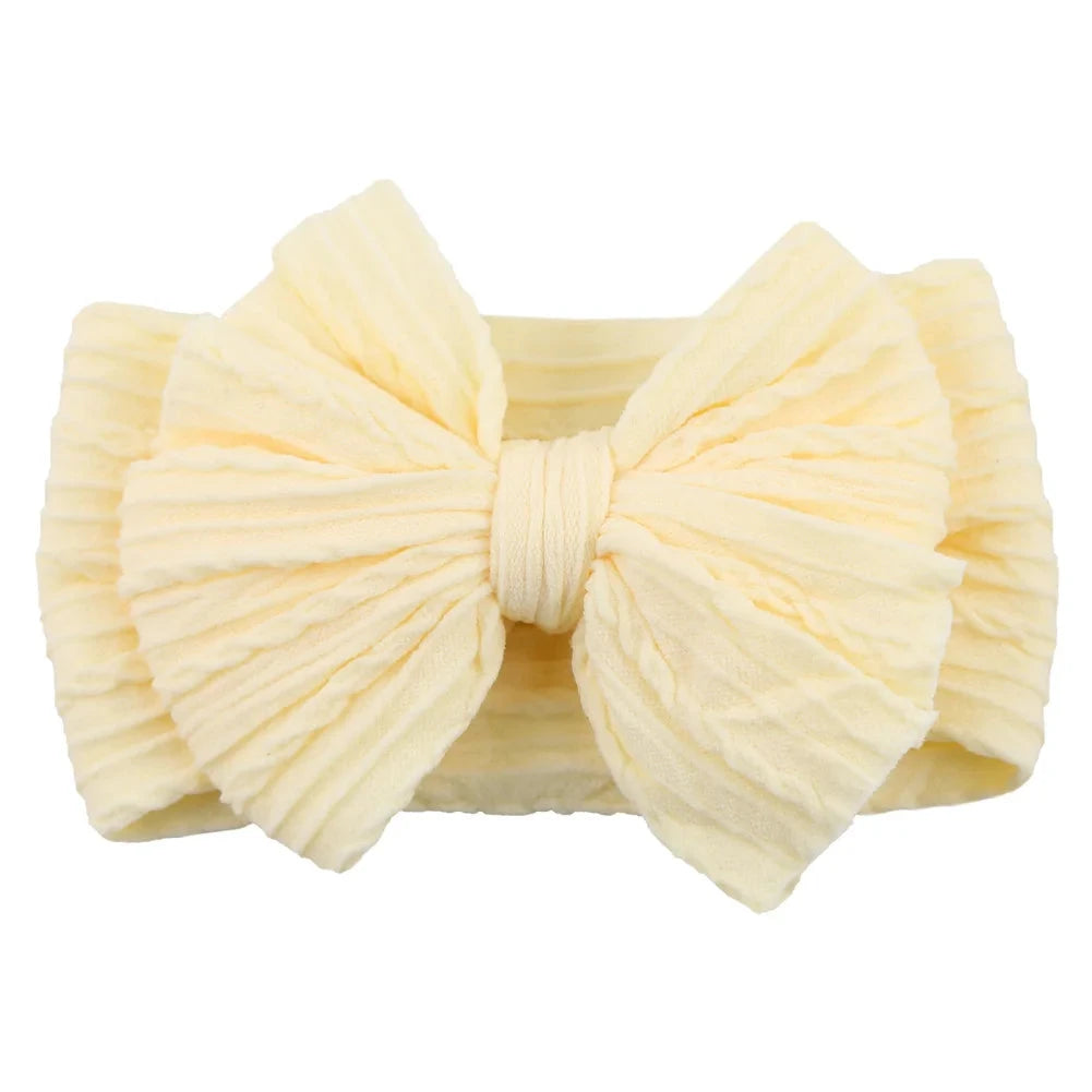 Solid Cable Bow Baby Headband for Child Nylon Layers Headwear Kids Elastic Turban Headwraps Newborn Boys Girls Hair Accessories Good Vibrations