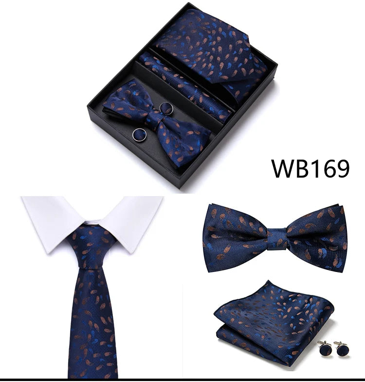 Tie For Men Formal Dress Tuxedo NeckTie Handkerchief Bow Tie Set PlaisyParty Groom Wedding Butterfly Bowtie In Box Good Vibrations