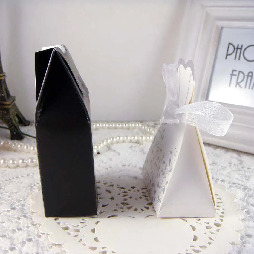 20/30pcs Bride And Groom Candy Box Wedding Favor And Gifts Box Sweet Bags With Ribbon Wedding Decoration Souvenirs Party Decor Good Vibrations