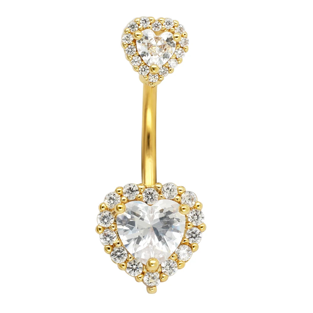 JHJT 14G Heart Belly Button Piercing Navel Ring 316L Surgical Stainless Steel CZ Belly Piercing Ombligo Jewelry for Women Good Vibrations Adult Super Store