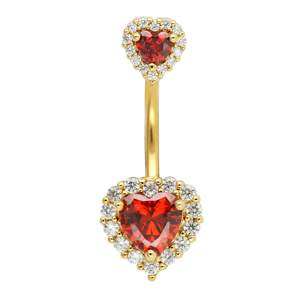 JHJT 14G Heart Belly Button Piercing Navel Ring 316L Surgical Stainless Steel CZ Belly Piercing Ombligo Jewelry for Women Good Vibrations Adult Super Store