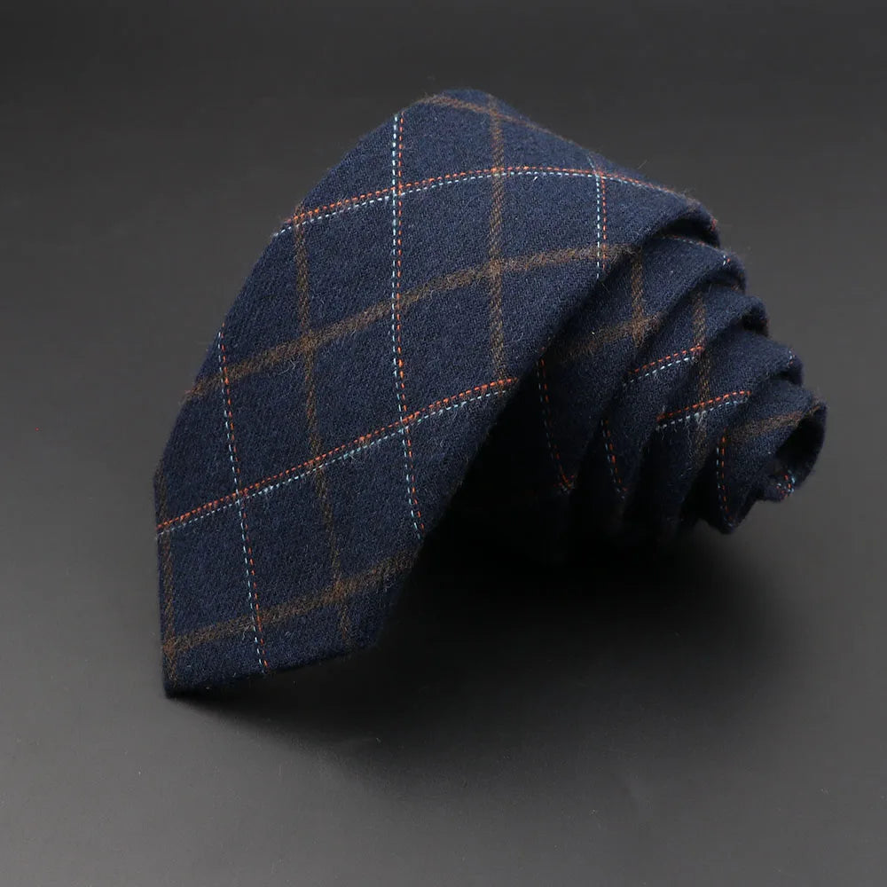 Mens Ties 6cm Classic Cotton Handmade Skinny Grey Plaid Neckties Striped Narrow Collar Slim Cashmere Casual Tie Accessories Gift Good Vibrations