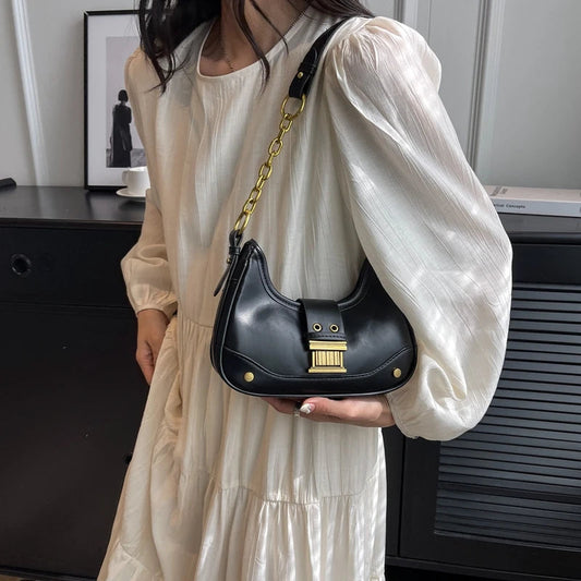 Saddle Small Crossbody Bags for Women 2023 Trend Designer PU Leather Shoulder Bag Ladies Chain Handbags and Purses Good Vibrations