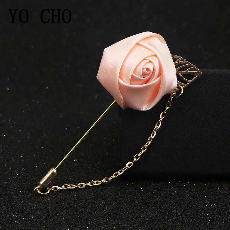 YO CHO Groom Boutonniere Corsage Pins Wedding Silk Flower Groomsman Boutonnieres Buttonhole Wedding Flowers Marriage Accessories Good Vibrations