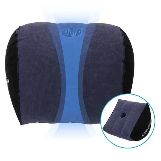 Inflatable sex wedge cushion for enhancing adult intimate positions and play, ideal for couples and BDSM activities.