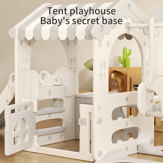 Feelbaby Indoor Playground Equipment White Plastic Toy Set Swings Slide for Kids for Home Garden Shopping Malls Playhouse Good Vibrations