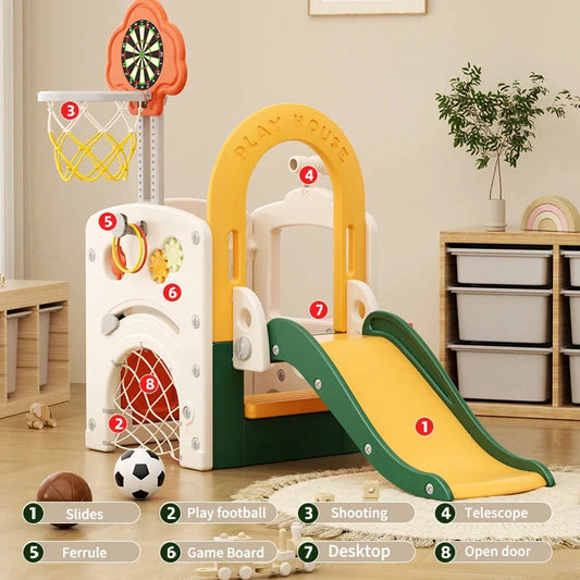 Feiqi Kids Fun Space Slide Tent House Playhouse Home Children's Playground Plastic Toy Baby Slides Set for Kids Indoor Good Vibrations