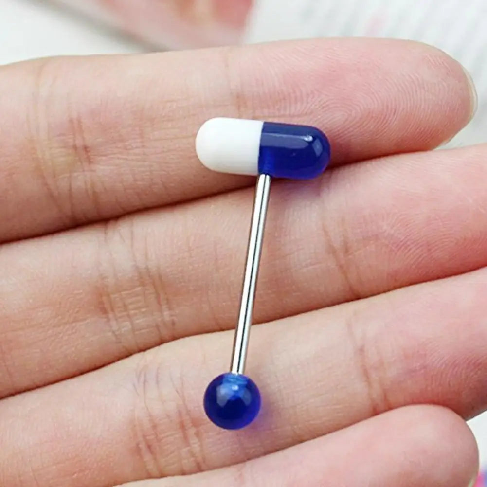 10pcs/lot Colorful Capsule Tongue Rings Acrylic Pill Tongue Piercing Steel Punk Body Piercing Rings Jewelry Decor Gifts Good Vibrations Adult Super Store