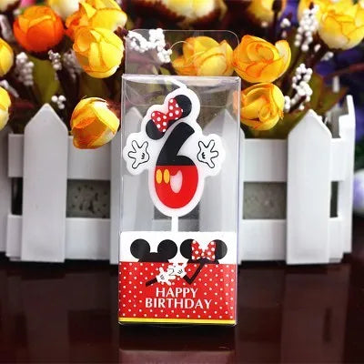 Hot Happy Birthday Number 0-9 Candles Cartoon Mickey Minnie Mouse Candle Cake Cupcake Topper Party Decoration Supplies DIY Gifts Good Vibrations