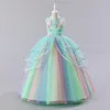 Kids Unicorn Girl Dresses Flower Appliques Princess Dresses Children Wedding Birthday Party Costume Evening Formal Gown Good Vibrations