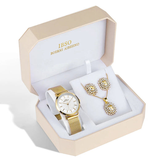 IBSO 2022 New Octagonal Box Women Quartz Movement Luxury Gift Set Custom Logo Watches Good Vibrations