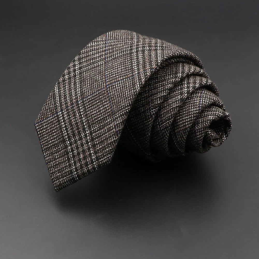 Mens Ties 6cm Classic Cotton Handmade Skinny Grey Plaid Neckties Striped Narrow Collar Slim Cashmere Casual Tie Accessories Gift Good Vibrations