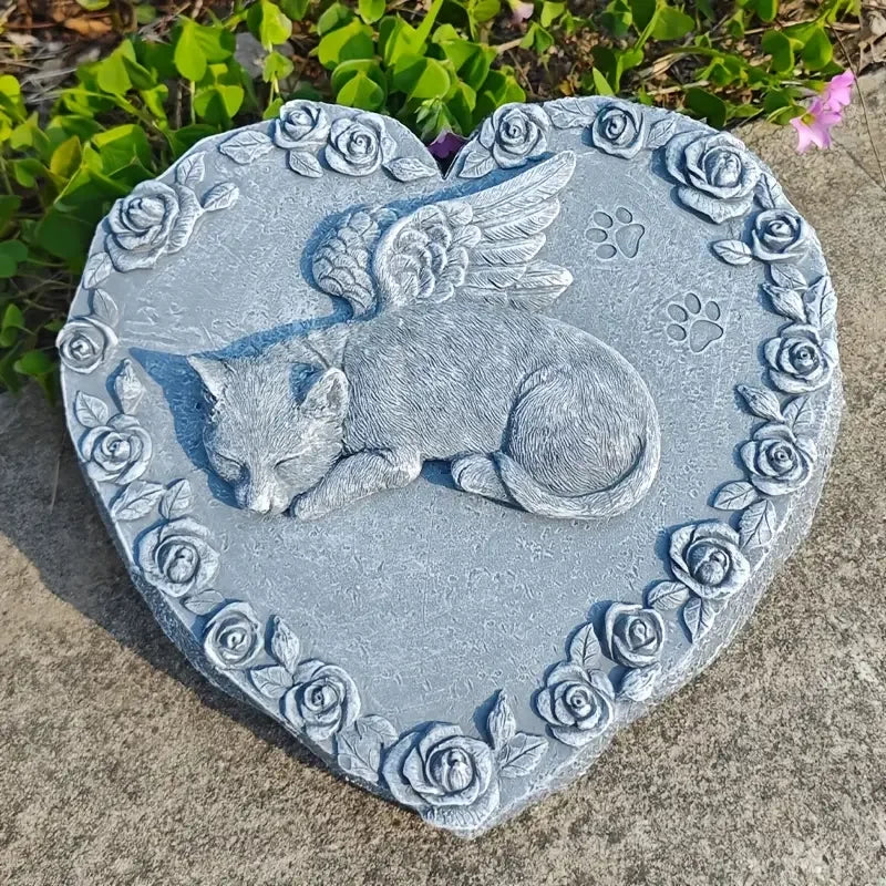 Angel Cat Memorial Statue Commemorates Our Lost Fur Baby, Cat Figurines Is Placed in the Outdoor Garden or Tombstone Good Vibrations