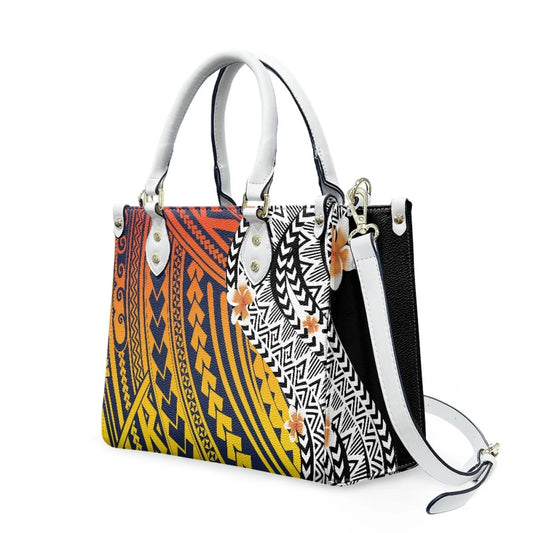 Customized Luxury Leather Women Handbag Hawaii Tribal Polynesian Tattoo Print Pu Leather Purse Shoulder Bag Lightweight Tote Bag Good Vibrations