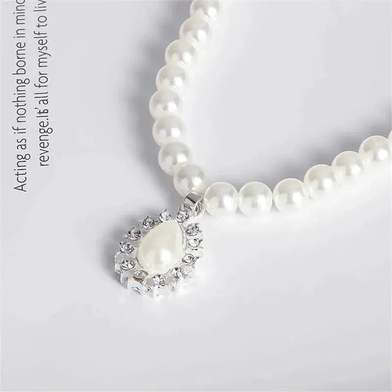 Pearl Jewelry Set for Women Water Drop Dangle Earrings Crystal Pendants Imitation Pearl Beads Necklaces femme brincos e colares Good Vibrations Adult Super Store
