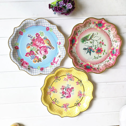 Retro Floral Chinese Style Blue and White Porcelain Paper Plate Party Plates Wedding Lace Dish Disposable Plate 1PC Tablecloth Good Vibrations
