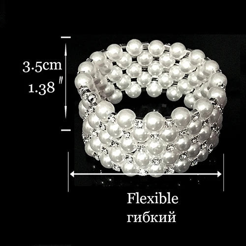 Wedding Bridal Jewelry Set String of Pearls Prom Silver Color Crystal Bracelet Necklace Earrings for Women jewellery sets Good Vibrations Adult Super Store