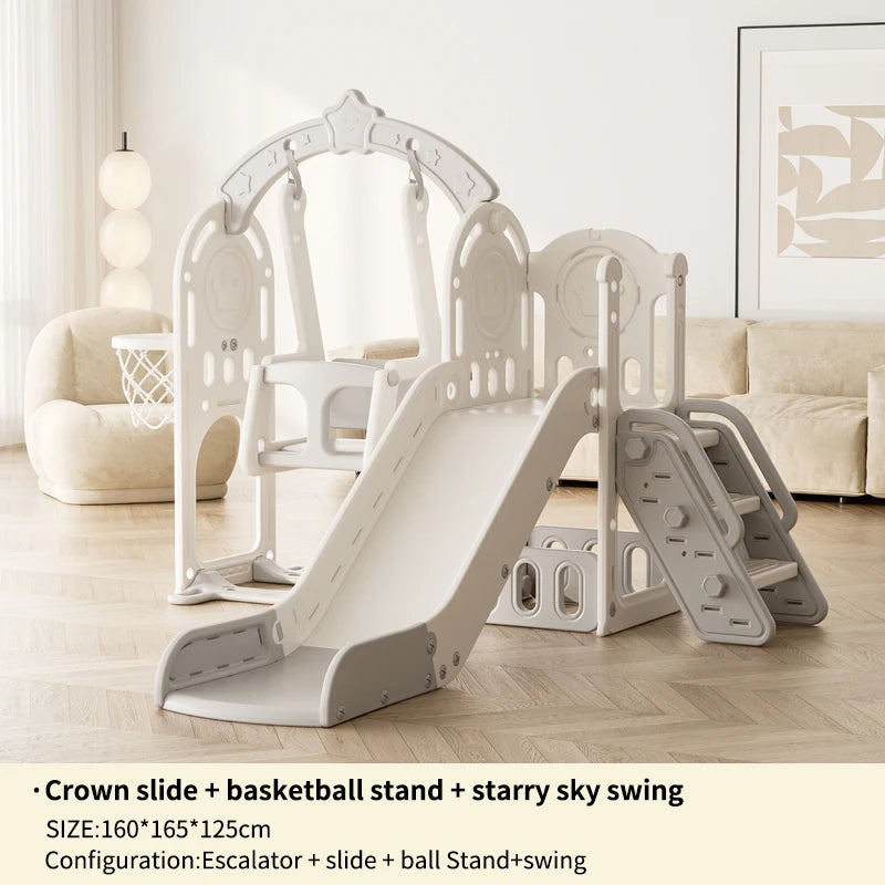 Feelbaby White Plastic Indoor Playground Set Swings Slide for Kids Home Garden Use-PE Material for Educational Shopping Mall Use Good Vibrations