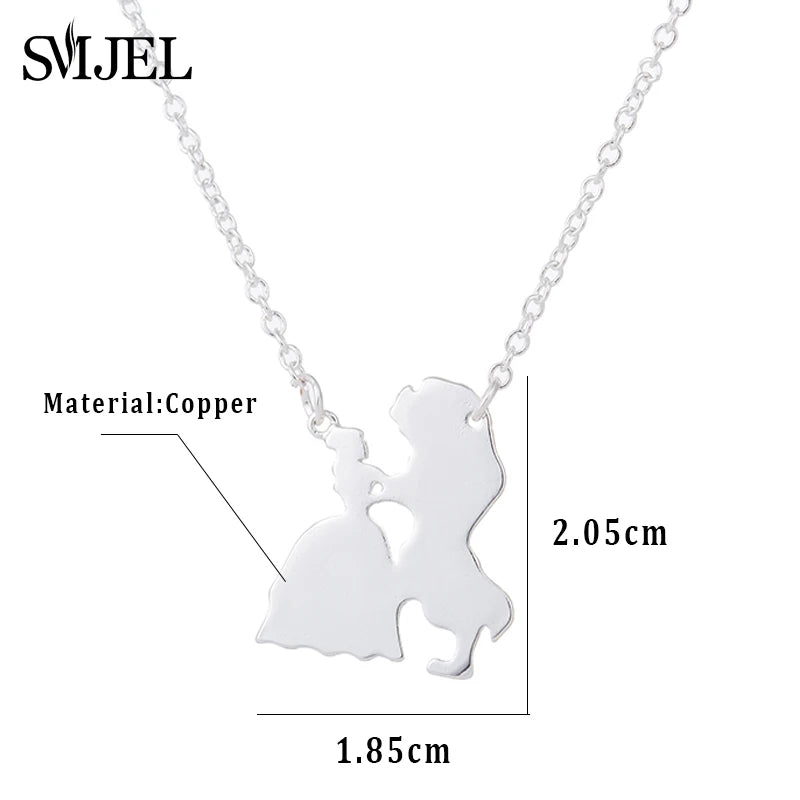 2025 New Movie Jewelry Beauty and the Beast Necklace for Women Prince Princess Pendant Necklaces Lover Accessories Gifts Good Vibrations Adult Super Store