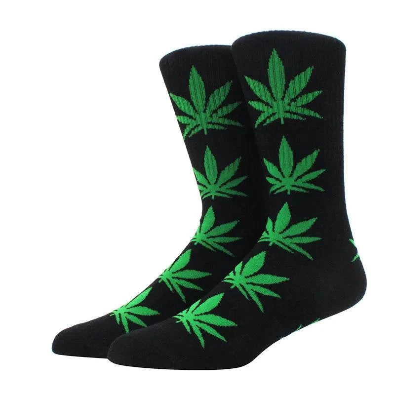 1 pair Men's Fashion Business Weed Hemp Cotton Socks Street Fashion Skateboard Couple Girls Harajuku Trend Socks Give Men a Gift Good Vibrations Adult Super Store