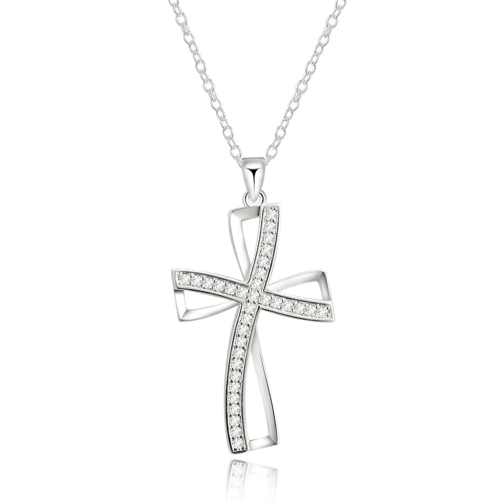 925 Sterling Silver Zircon Cross Pendant Necklaces For Women Charm Fashion Party Luxury Jewelry Accessories Jewellery Good Vibrations