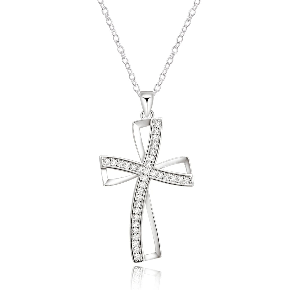 925 Sterling Silver Zircon Cross Pendant Necklaces For Women Charm Fashion Party Luxury Jewelry Accessories Jewellery Good Vibrations