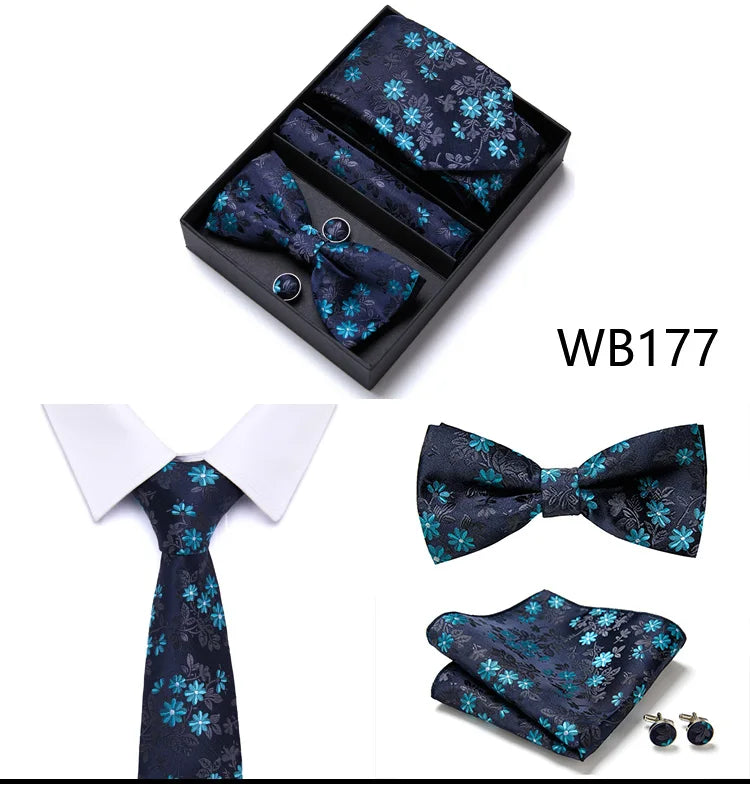 Tie For Men Formal Dress Tuxedo NeckTie Handkerchief Bow Tie Set PlaisyParty Groom Wedding Butterfly Bowtie In Box Good Vibrations